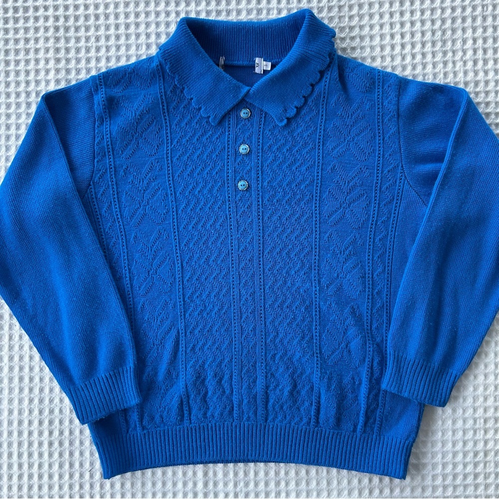 Vintage Cottagecore Sweater Girlie Feminine Twee Retro Preppy Blue Made in UK